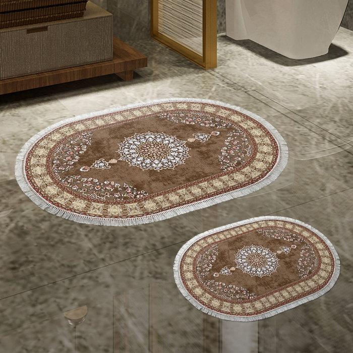 Mijölnir Juego de alfombras de baño Beige y visón